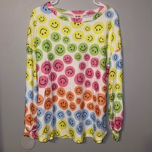 Neon smile long sleeve sweater